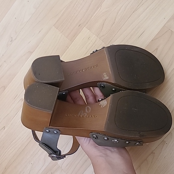 Lucky Brand Hollie Platform Block Heels Sandals Green Natural Color Size 5.5 - Picture 10 of 13